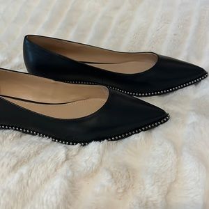 New black coach flats with silver beads